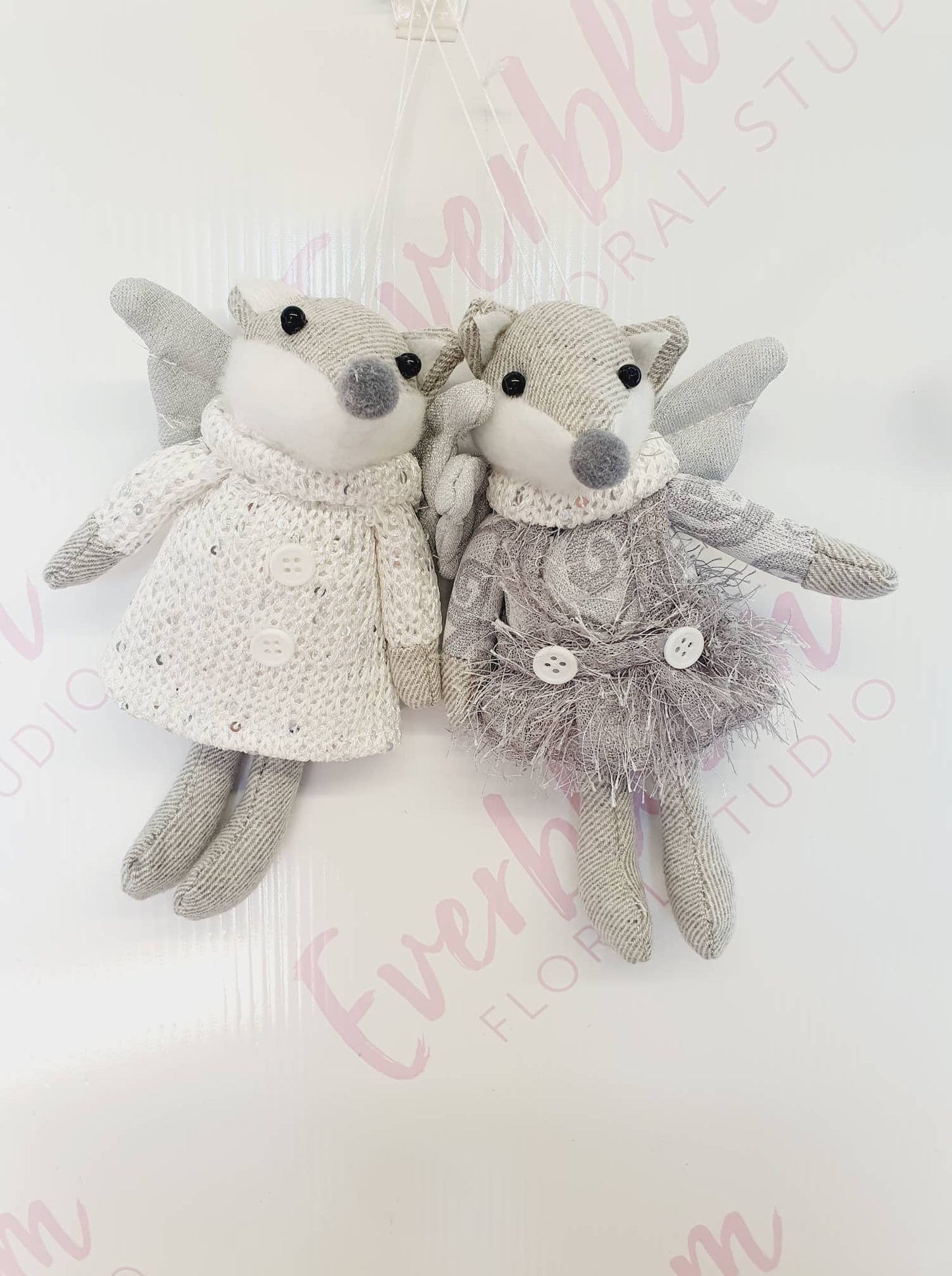 Cute wee hanging fox angel Christmas tree decorations are on our menu this year. They come in a set of two. Send as an add on gift or to accompany something else you desire. With same day flower, hamper and gift delivery from our sunny Mount Maunganui florist, located close to Papamoa.