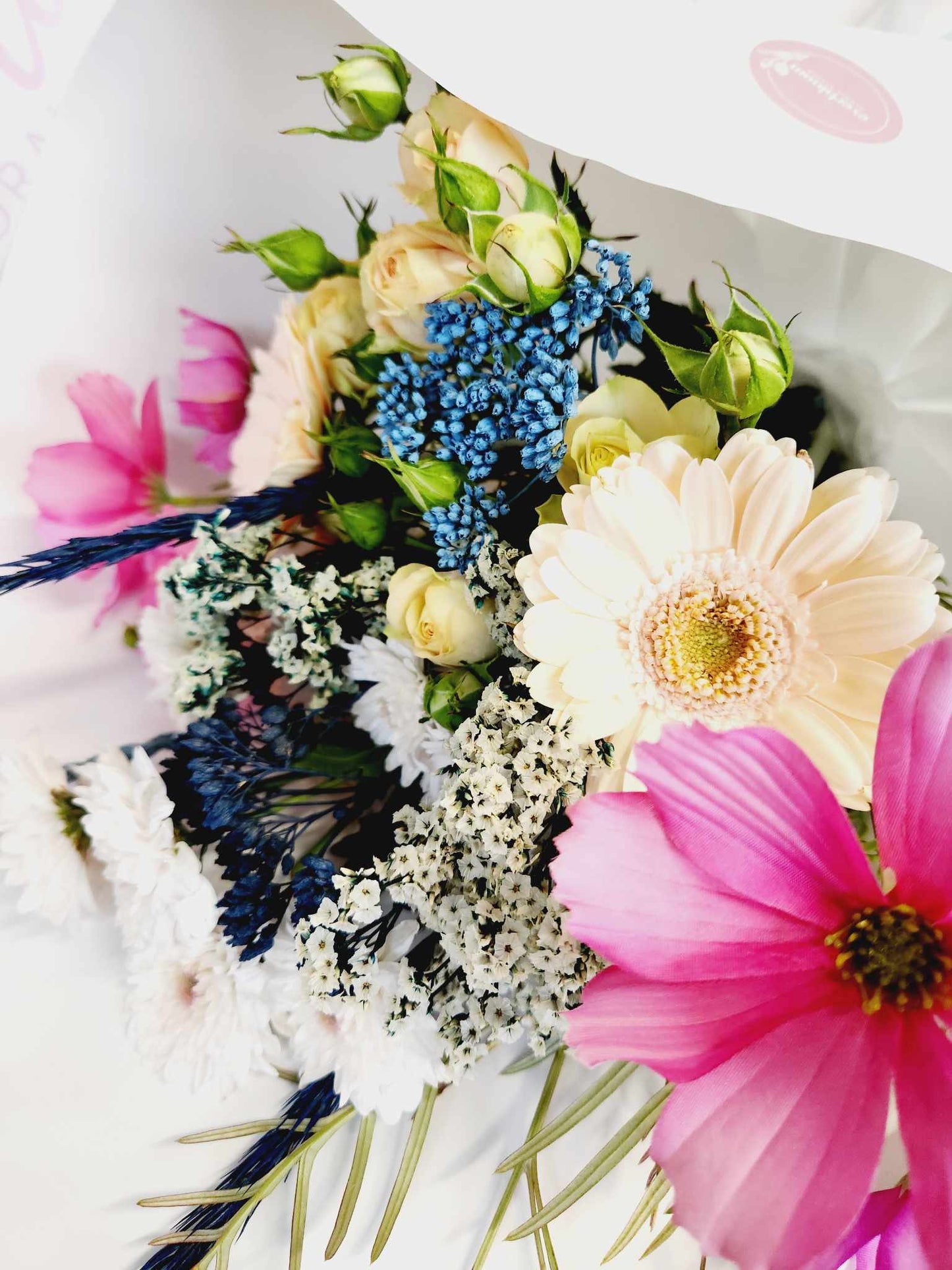 Combination bouquet, a mix of fresh flowers, dried flowers and faux flowers. Everbloom Floral Studio - Mount Maunganui and Papamoa florist. Same day delivery