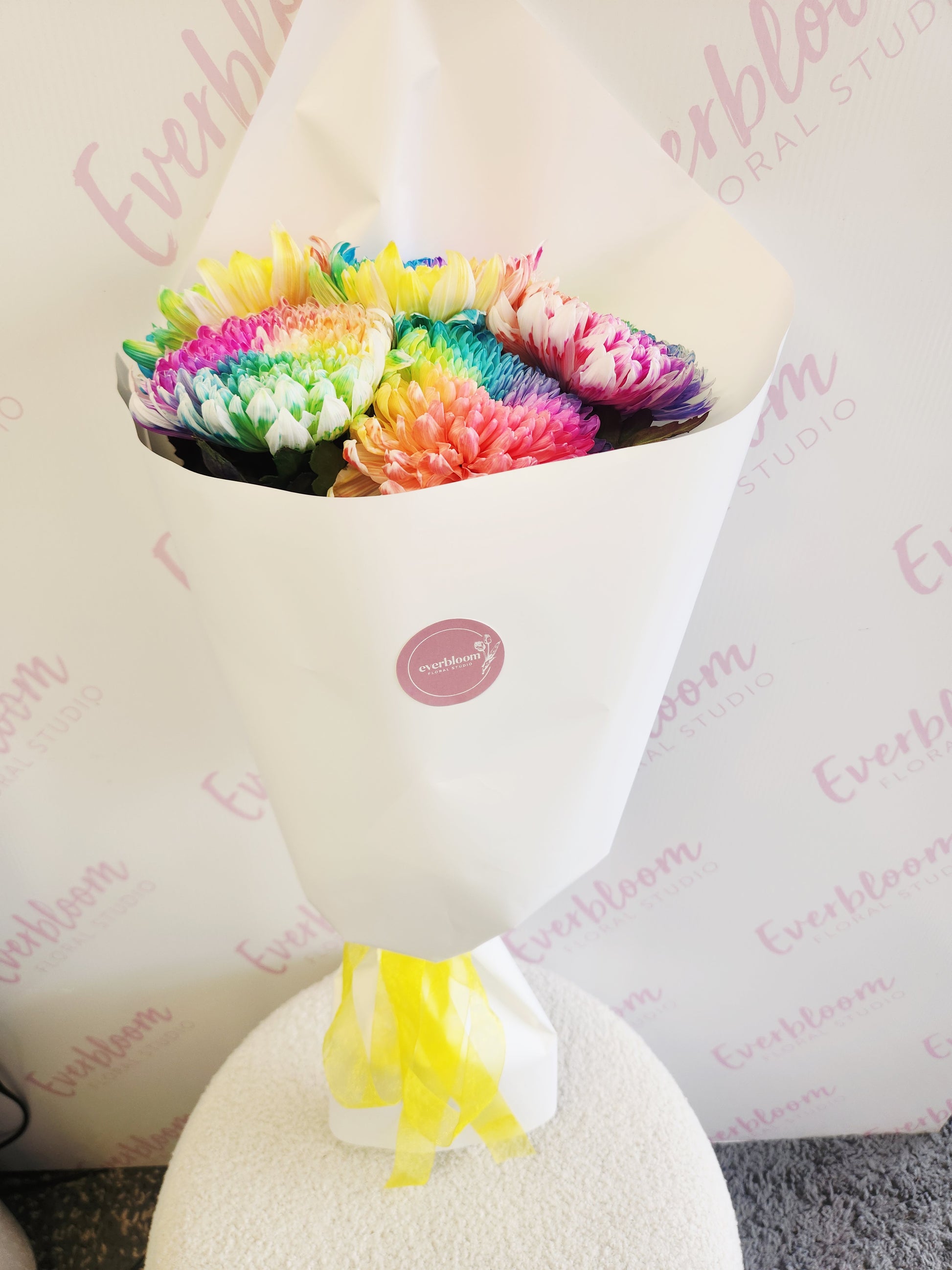 Colour my world - bright vibrant rainbow flower bouquet. Flower delivery across Tauranga