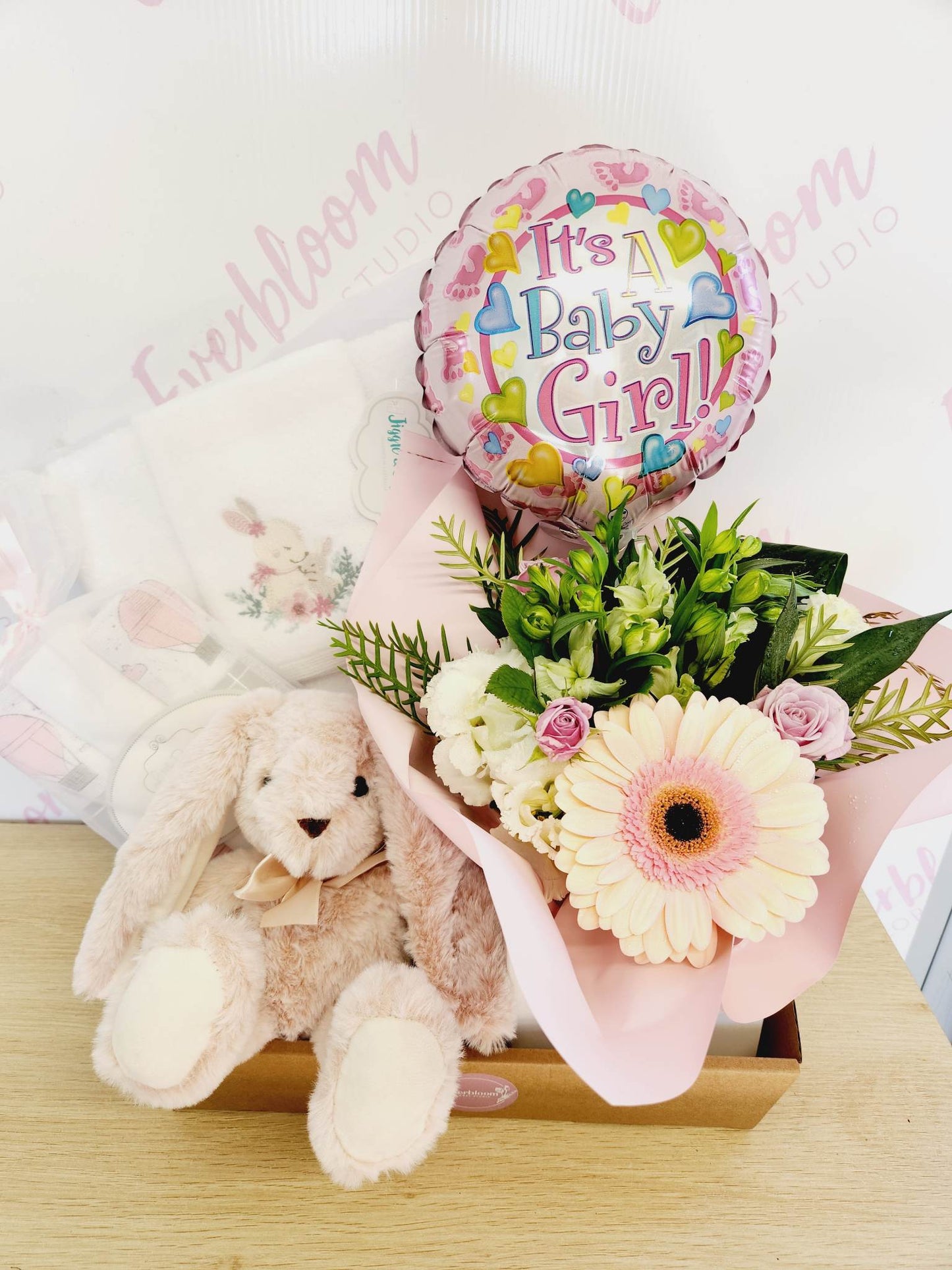 Baby gift hamper for new born baby. Flowers and Gifts - Everbloom Floral Studio - Mount Maunganui and Papamoa Florist