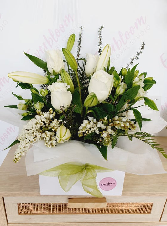Fresh seasonal flower arrangement made in wet floral foam We offer same day flower delivery service locally to Tauranga, Mount Maunganui and Papamoa direct from our sunny boutique floral studio which is located near Bayfair, Mount Maunganui